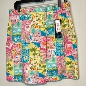 New W/T Briggs New York Skort Womens 14 Floral Multicolor tropical